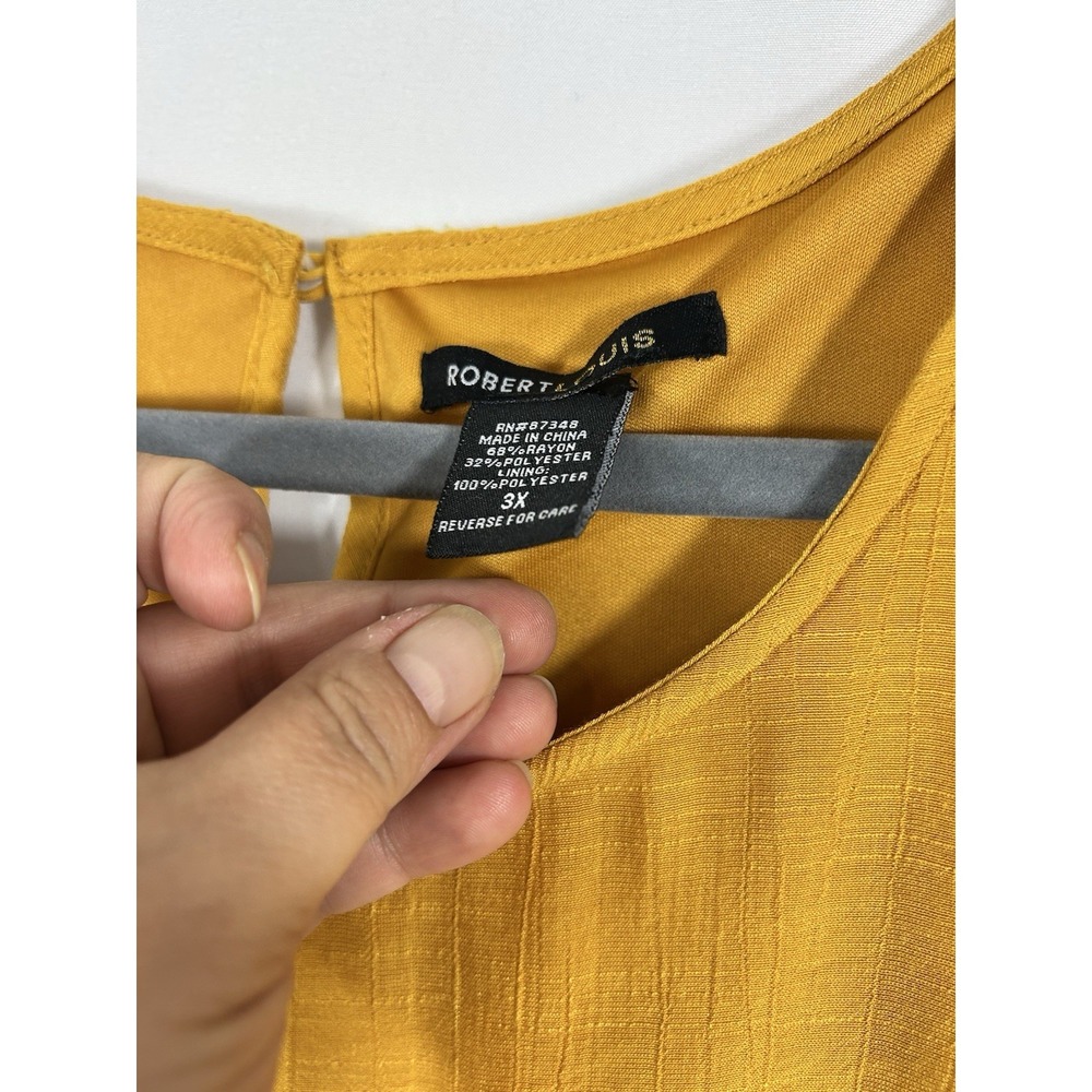 Robert Louis‎ Plus 3XL Mustard Shift Dress Boho Minimalist Textured Lagenlook - Picture 3 of 7
